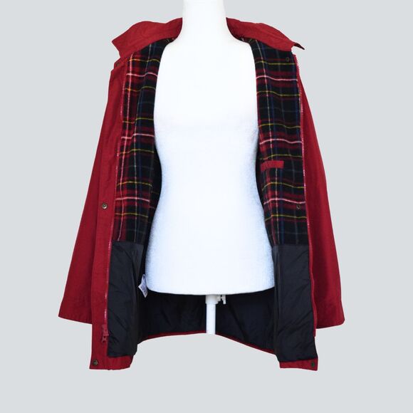 EDDIE BAUER Women's Red Hooded Rain Jacket/ Coat Size L - Picture 2 of 9